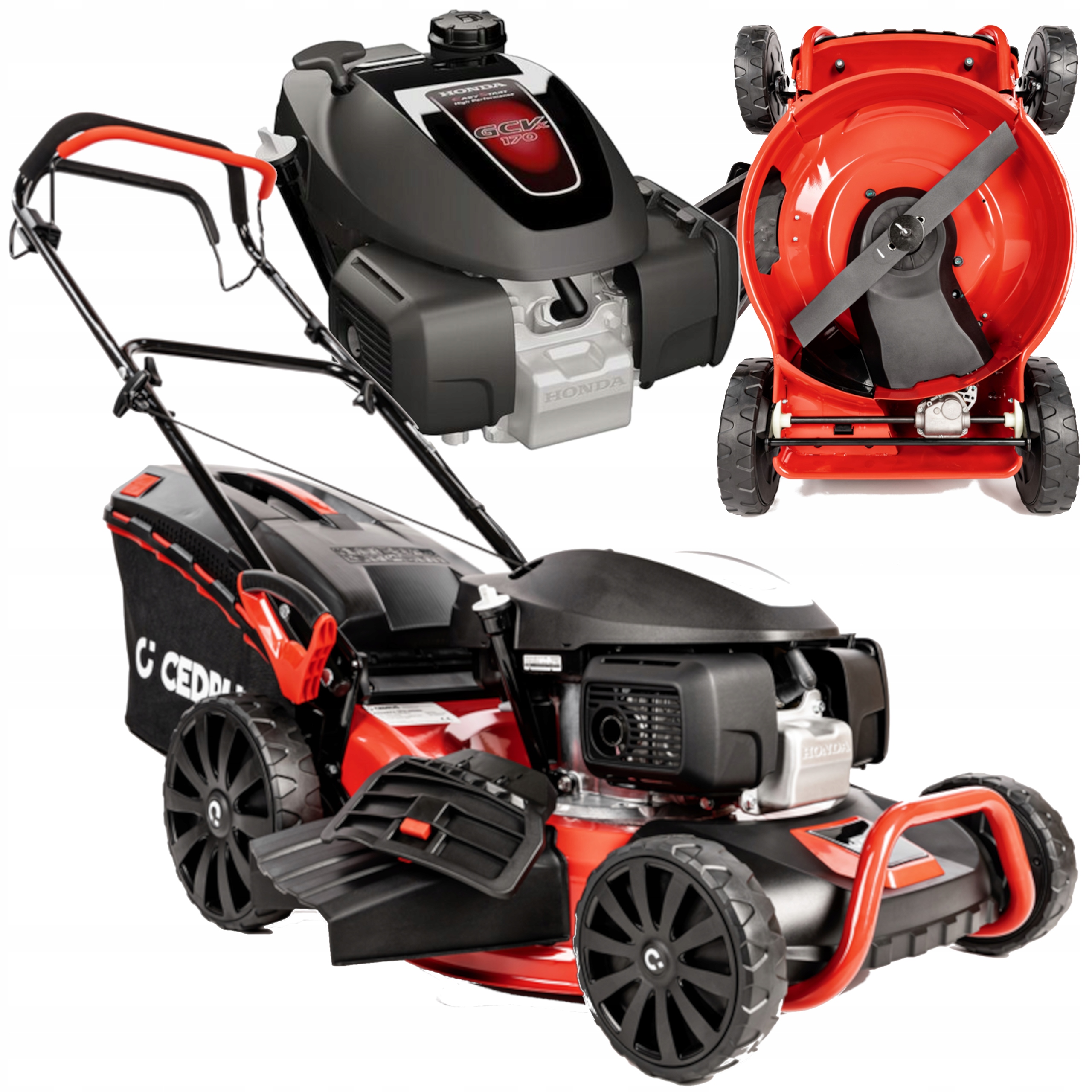 Benzínová kosačka na trávu Cedrus KS48S-H s výkonom 4,10 HP, záberom 48 cm, pohonom kolies a košom s objemom 65 l